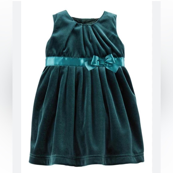 Carter's Baby Girl's Green Velvet Holiday Party Dress Size 12 Months - Picture 1 of 9